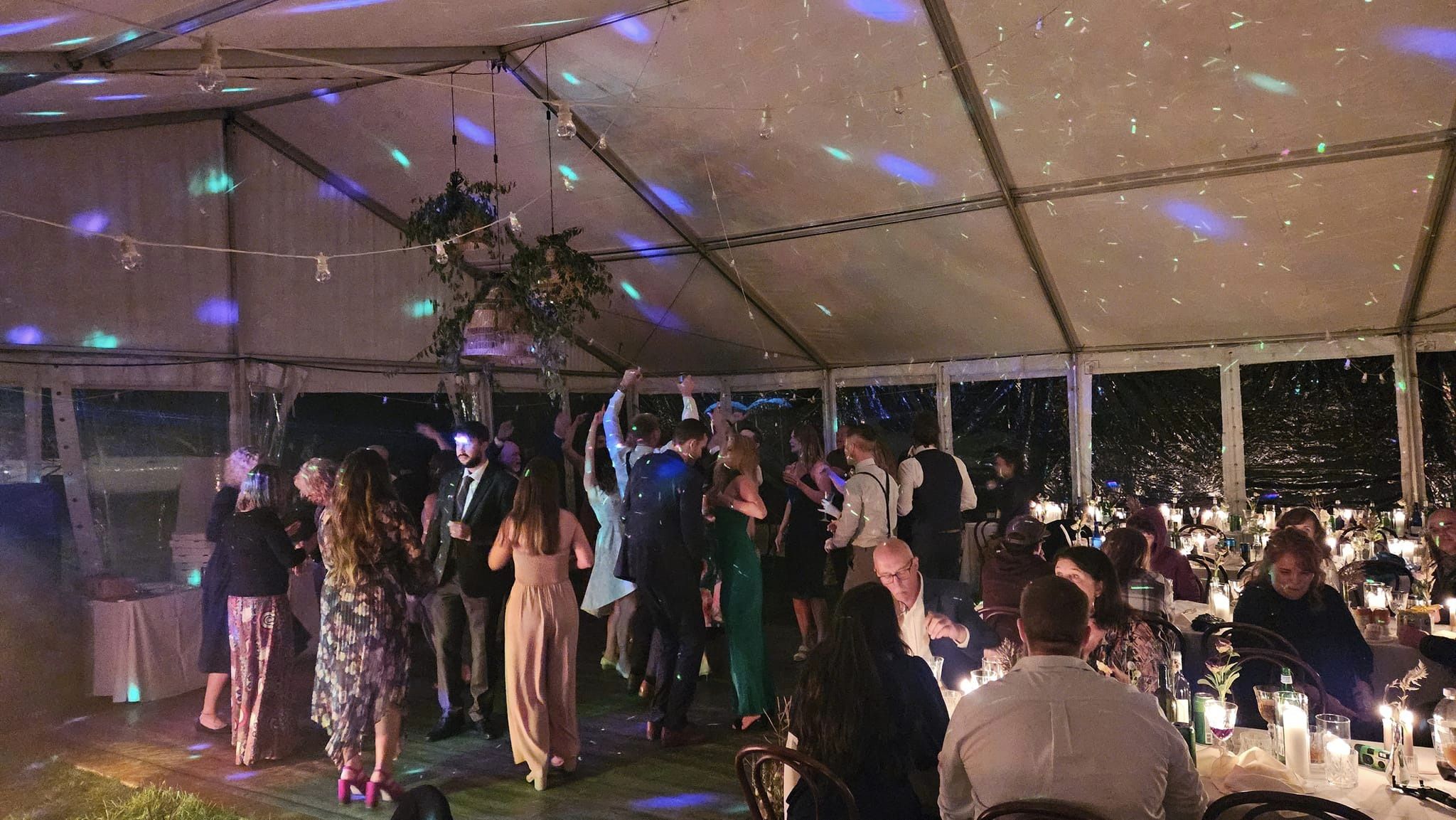 Outdoor wedding full dance floor